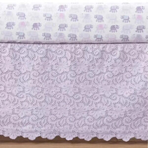 Pottery Barn Kids Stella Crib Skirt Purple Eyelet Baby NEW